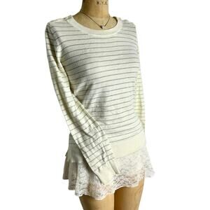 Y2K Classic Sweater Button Details Striped Cozy‎ Minimal Softgirl Women’s M